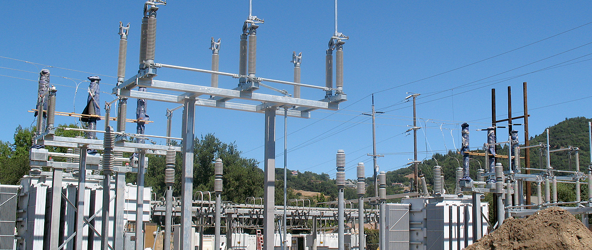 View of utility transmission, distribution and substations